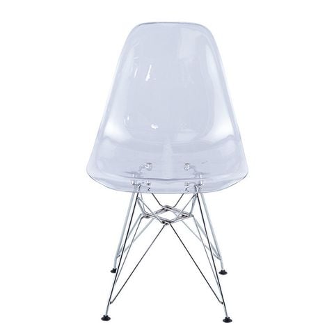 Ghế nhựa trong suốt chân mạ xi DPA004