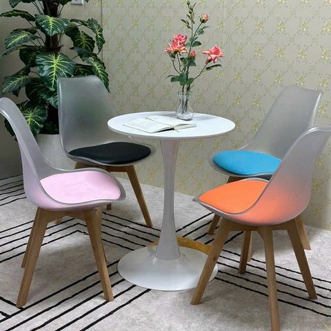 Ghế mặt nệm lưng nhựa trong nhám chân gỗ DPA05F