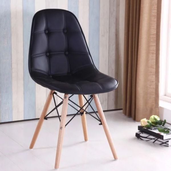 Ghế da cúc chân gỗ DPA11