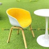 Ghế nhựa bọc vải chân sắt giả gỗ DPA24