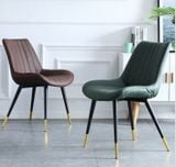 Ghế ăn bọc da cao cấp Vera Loft trám, sọc da