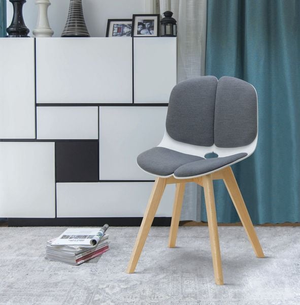 Ghế nhựa bọc vải chân gỗ DPA34