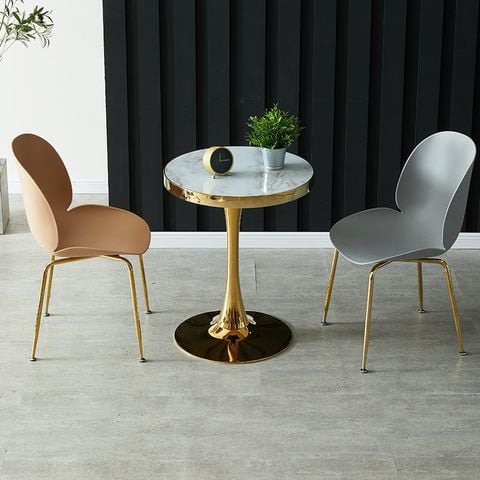 Bàn tròn chân sắt tulip mạ vàng DPB28A (không gồm ghế)
