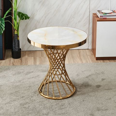 Bàn tròn chân xoắn ốc mạ vàng DPB42 (không gồm ghế)
