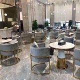 Bàn tròn khung inox mạ vàng DPBD3 (không gồm ghế)