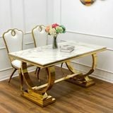 Bàn ăn inox mạ vàng mặt đá Venus (không gồm ghế)