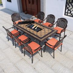 Bộ bàn ghế sân vườn mặt đá có bếp nướng DPBV14A + Ghế DPAV4B