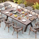 Bàn nhôm đúc sân vườn chữ nhật có 2 bếp nướng DPBV25 (không gồm ghế)