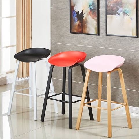 Ghế bar nhựa PP chân sắt giả gỗ DPE04