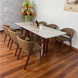 Bàn ăn inox tráng gương mặt đá Etherald (không gồm ghế)