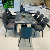 Bàn ăn inox tráng gương mặt đá Titanium (không gồm ghế)