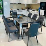 Bàn ăn inox tráng gương mặt đá Titanium (không gồm ghế)