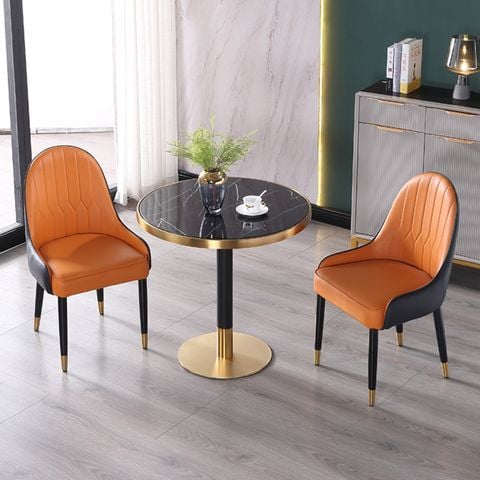 Bàn tròn chân trụ đen mạ vàng DPBD5 (không gồm ghế)