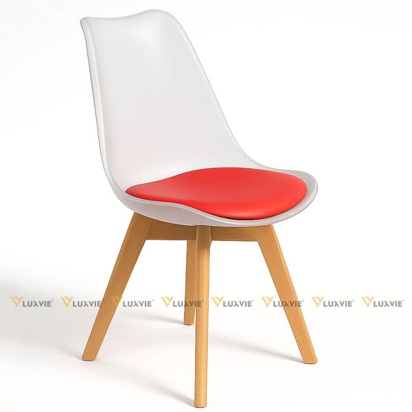 Ghế mặt nệm lưng nhựa trong nhám chân gỗ DPA05F