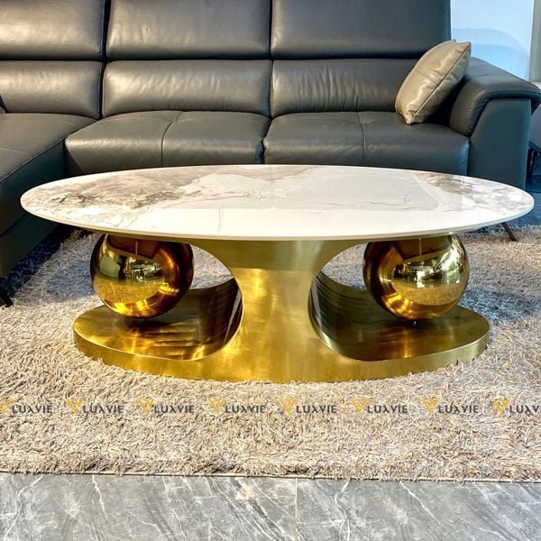 Bàn trà oval mặt đá O-O