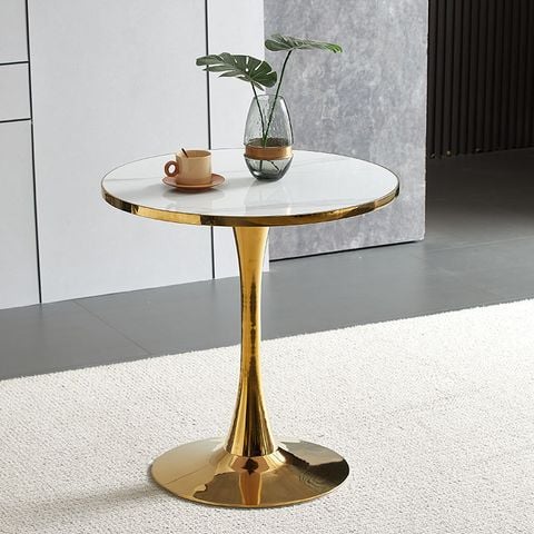 Bàn tròn chân sắt tulip mạ vàng DPB28A (không gồm ghế)