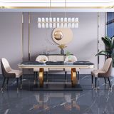 Bàn ăn inox mạ vàng mặt đá Luxury (không gồm ghế)