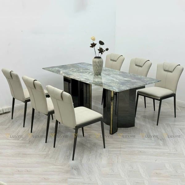 Bộ bàn ăn mặt đá Tenge + ghế Maris