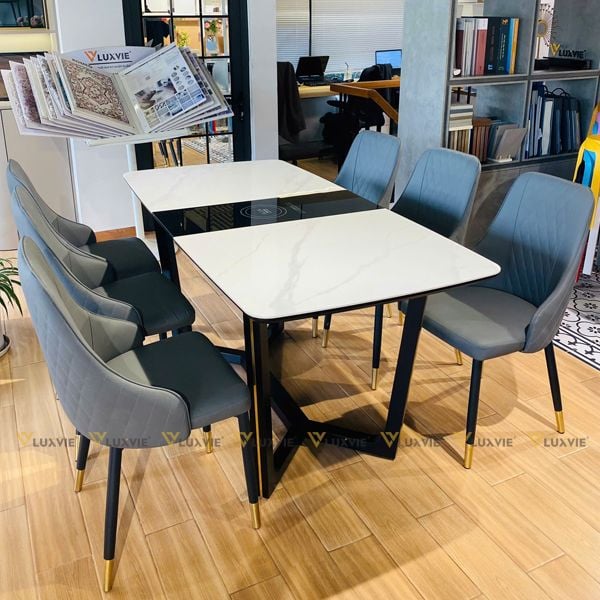 Bàn ăn mặt đá thông minh có bếp điện từ Wabi (không gồm ghế)