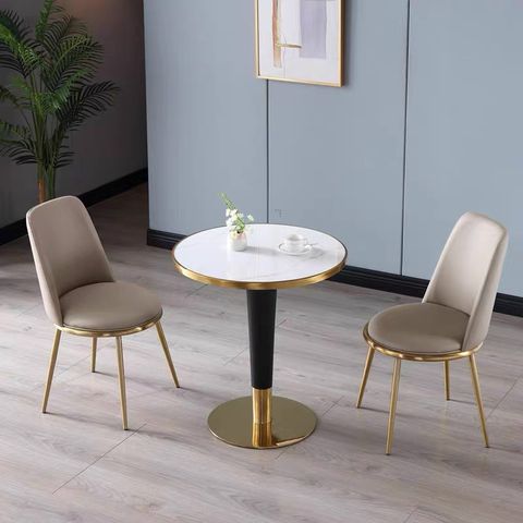 Bàn tròn chân trụ đen mạ vàng DPBD5 (không gồm ghế)