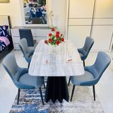Bộ bàn ăn mặt đá Lana + ghế Yuki