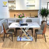 Bộ bàn ăn mặt đá Titan + ghế Charles