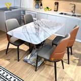 Bộ bàn ăn mặt đá Titan + ghế Charles