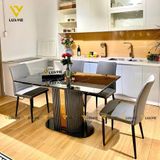 Bộ bàn ăn mặt đá Pillar + ghế Helen