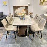 Bộ bàn ăn thông minh mặt đá Lazio + ghế Alva