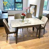 Bộ bàn ăn mặt đá thông minh Lothas + ghế Kiera