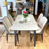 Bộ bàn ăn mặt đá thông minh Lothas + ghế Kiera