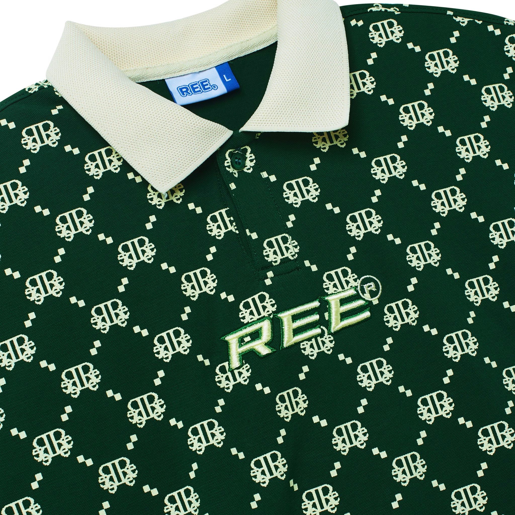 DIAMOND MONOGRAM POLO - DARK GREEN