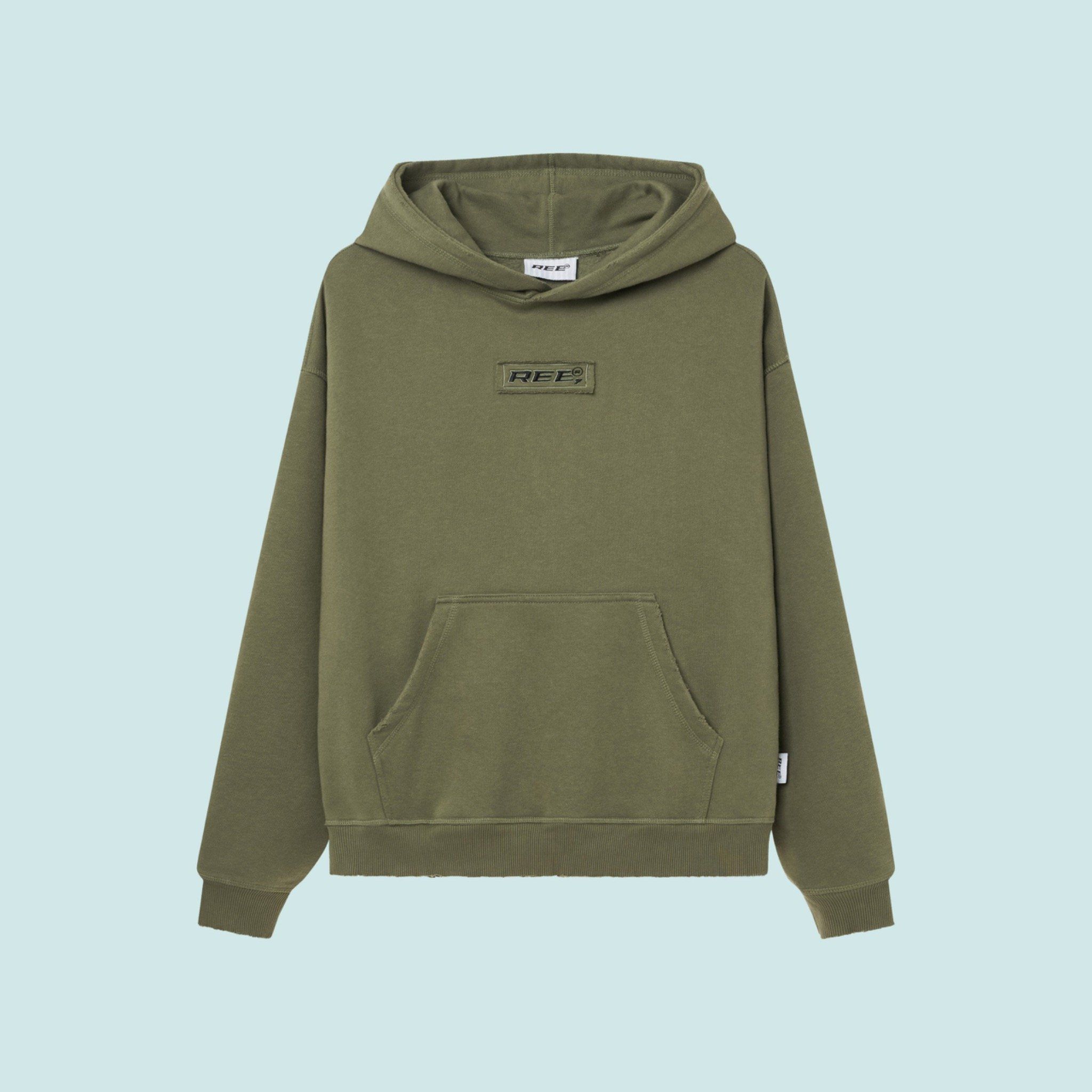 REE WASH BOXY HOODIE - OLIVE GREEN