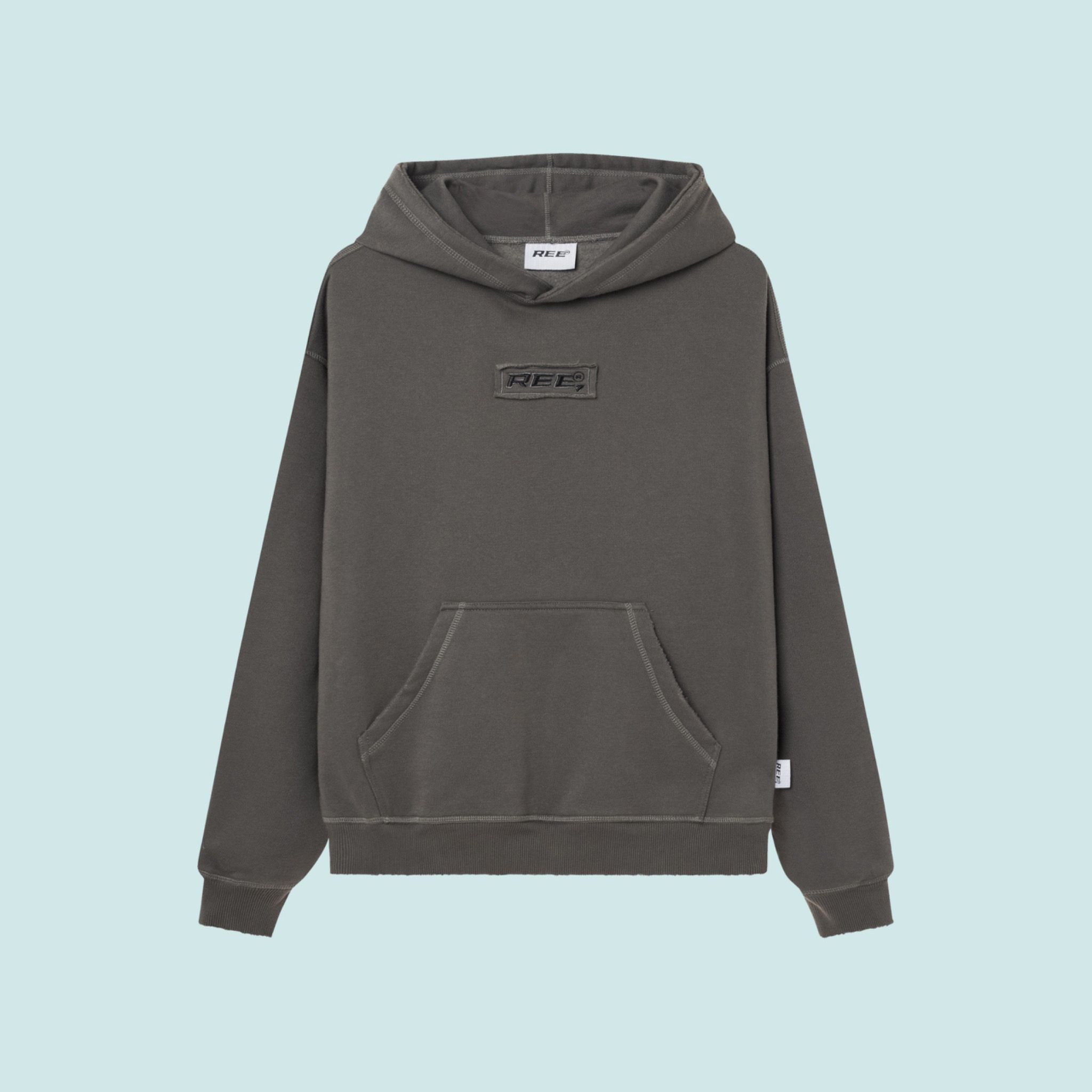 REE WASH BOXY HOODIE - LEAD GREY