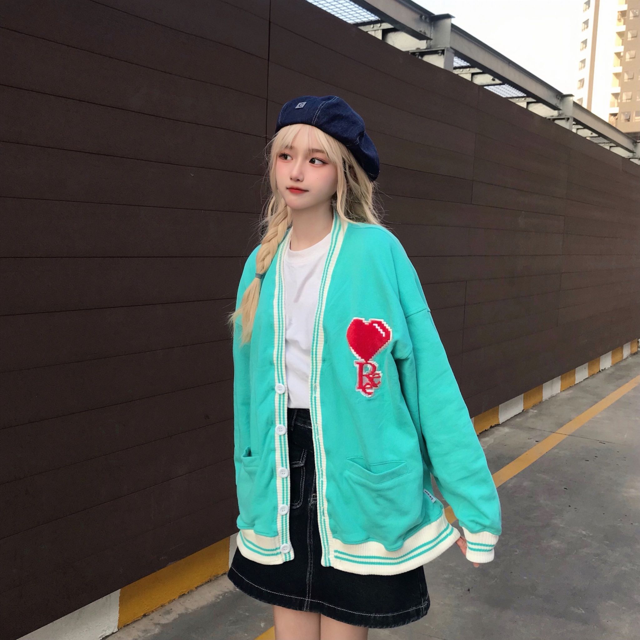 REE HEART CARDIGAN - MINT