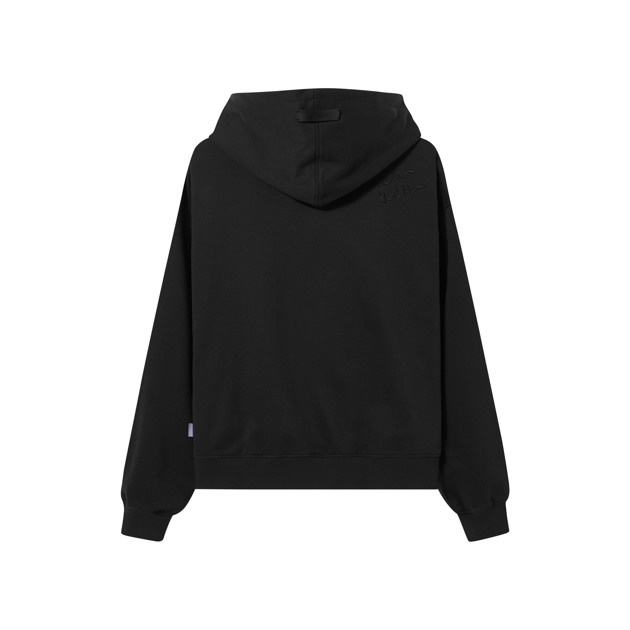 REE HEART BOXY ZIP HOODIE - BLACK