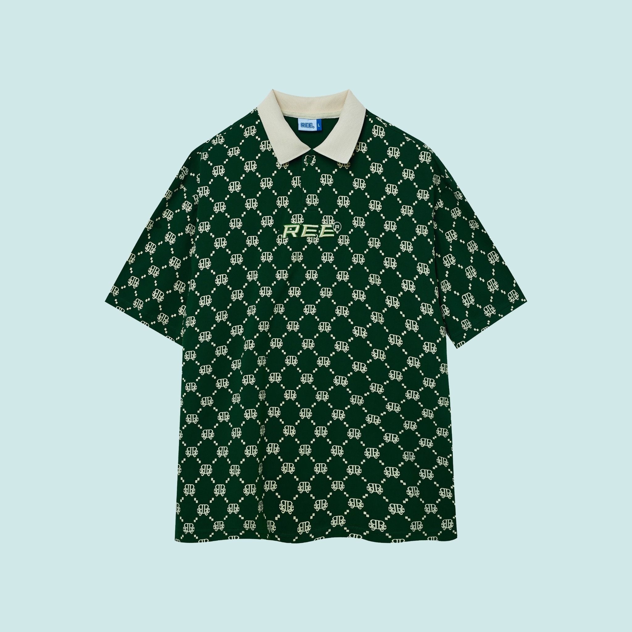 DIAMOND MONOGRAM POLO - DARK GREEN