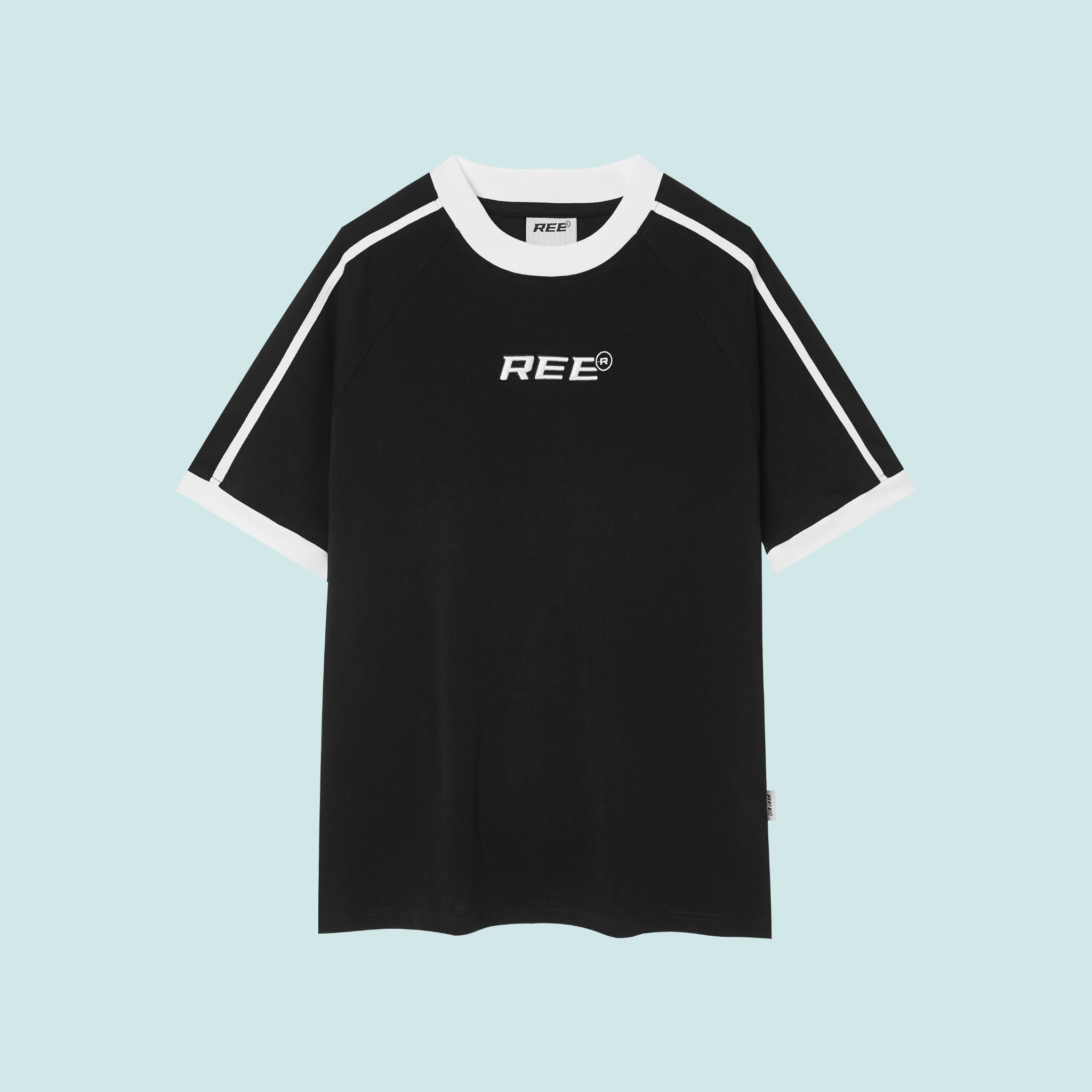 REGULAR FIT - STRIPED RINGER TEE - BLACK