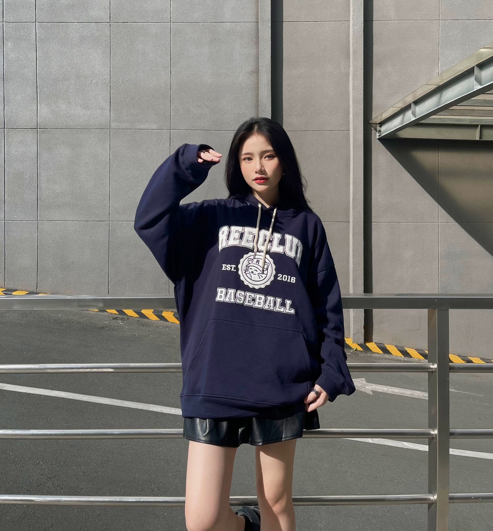 REE BASEBALL HOODIE - NAVY