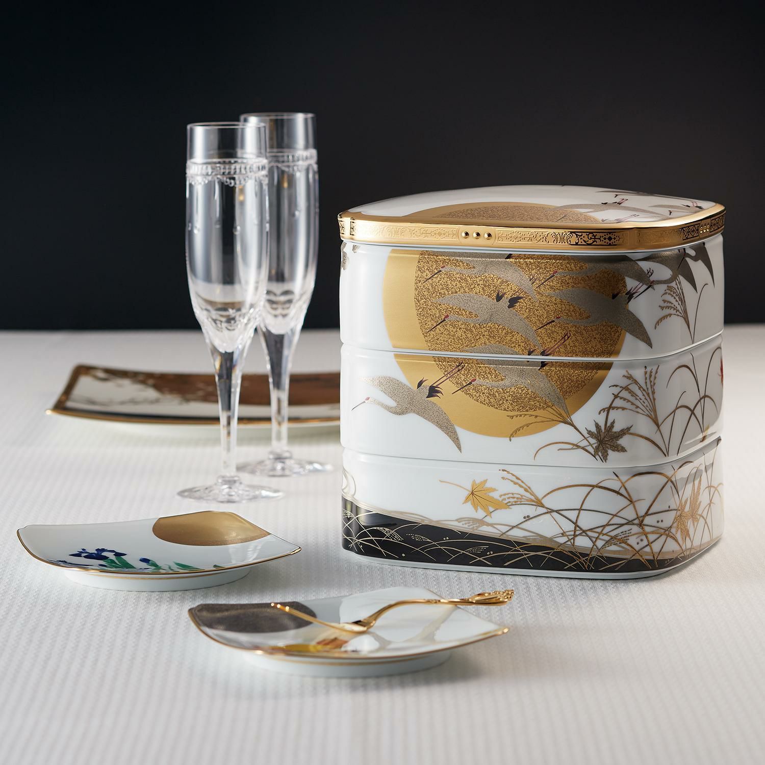  Jubako 3 tầng sứ xương Nhật Bản cao cấp | Shikisai Rondo 1690-8J - Y2154 