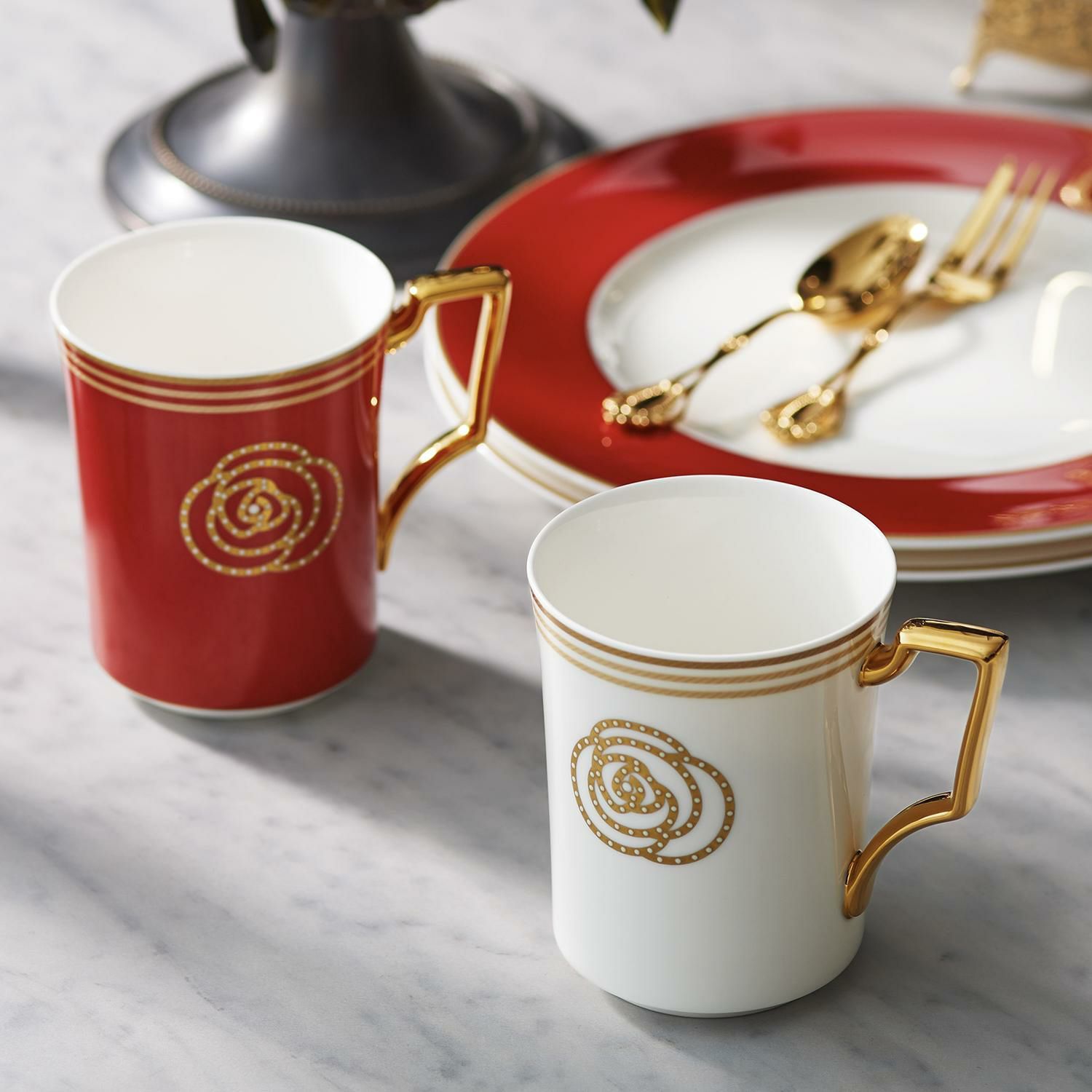  Đĩa tròn cỡ vừa (đặc biệt - Đỏ) đường kính 24,5cm sứ xương | Aidan Gold 4941-1L - 97316 