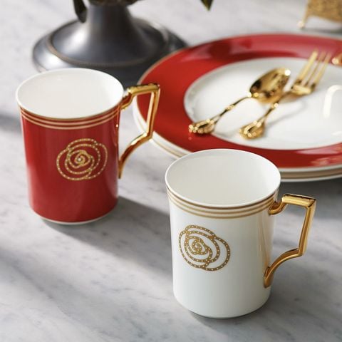  Cốc (ly) uống nước, cà phê (đặc biệt - Trắng) 330ml sứ xương | Aidan Gold 4941-2L - T93655 