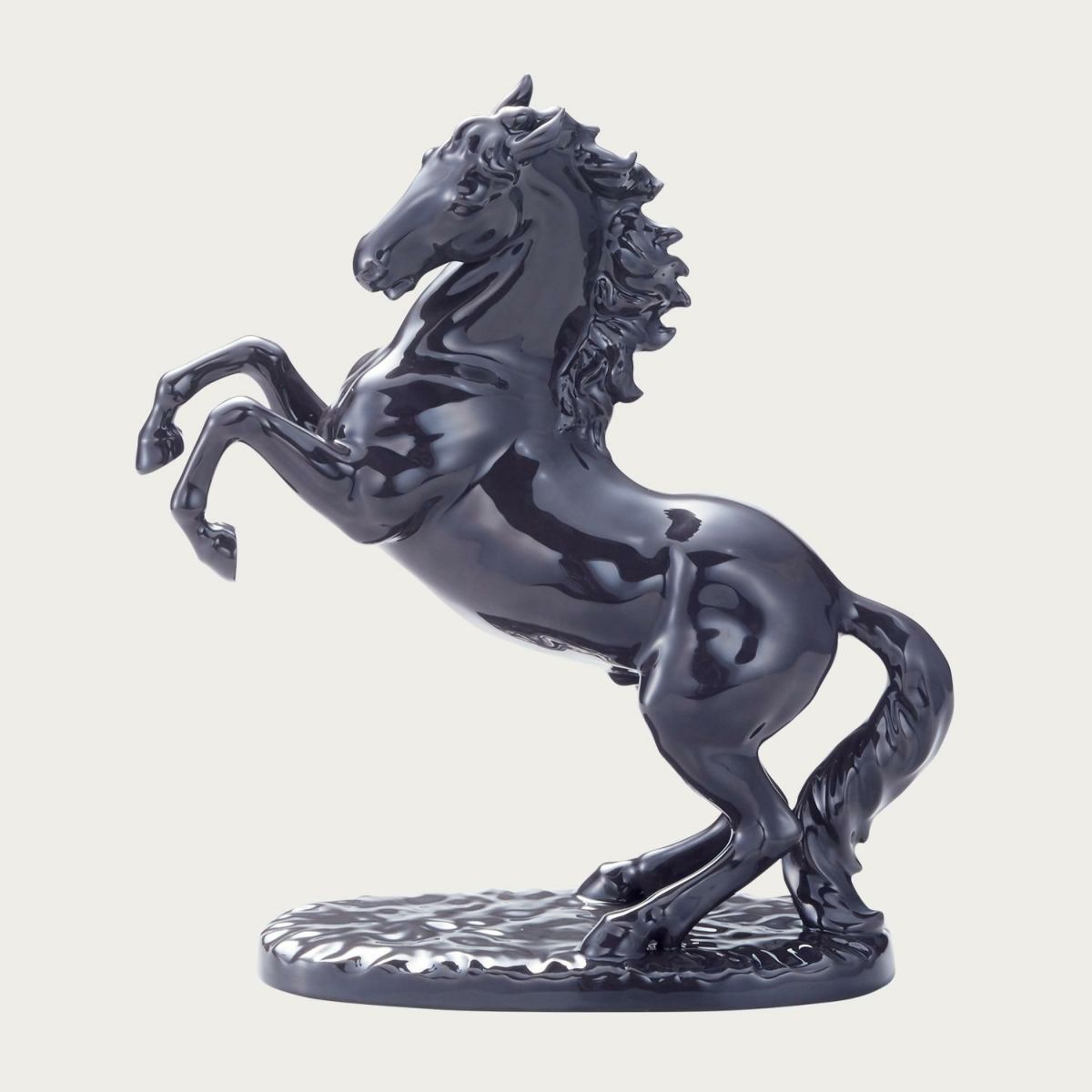  Tượng sứ Nhất Mã Phi Thiên (Hắc Mã) cao 26cm sứ xương Nhật Bản | Figurine Prancing Horse AC412 - T54514 