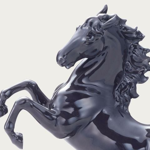  Tượng sứ Nhất Mã Phi Thiên (Hắc Mã) cao 26cm sứ xương Nhật Bản | Figurine Prancing Horse AC412 - T54514 