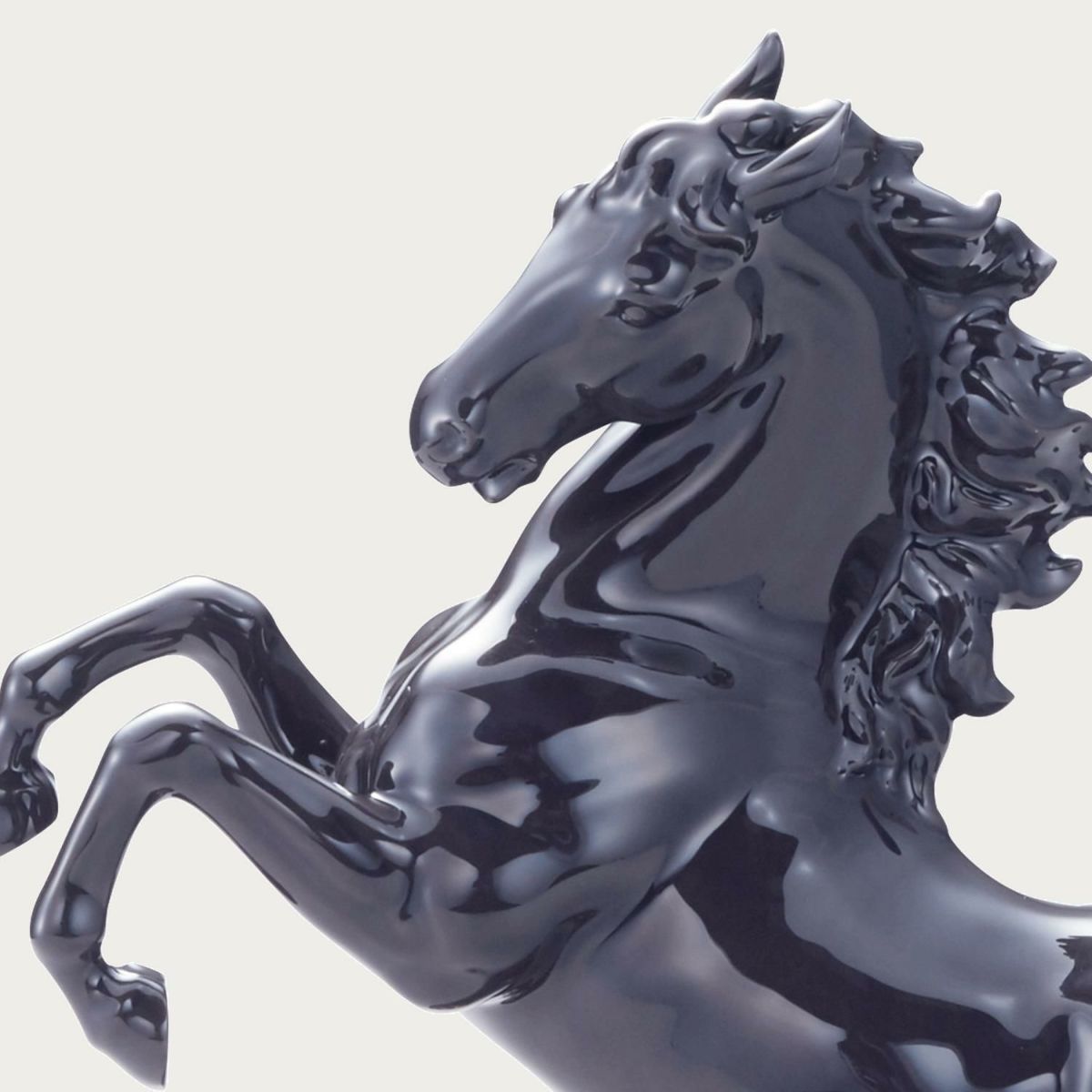  Tượng sứ Nhất Mã Phi Thiên (Hắc Mã) cao 26cm sứ xương Nhật Bản | Figurine Prancing Horse AC412 - T54514 