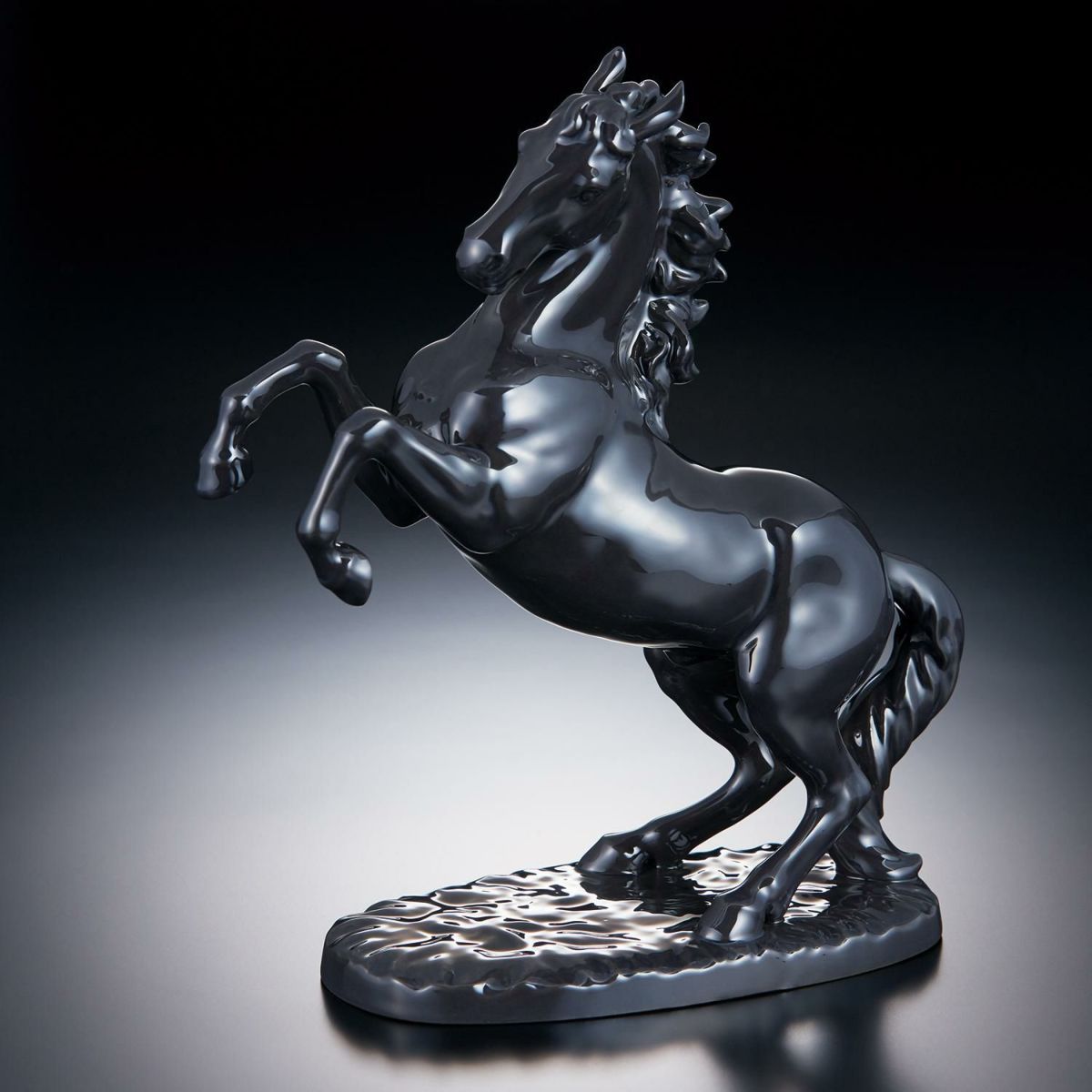  Tượng sứ Nhất Mã Phi Thiên (Hắc Mã) cao 26cm sứ xương Nhật Bản | Figurine Prancing Horse AC412 - T54514 