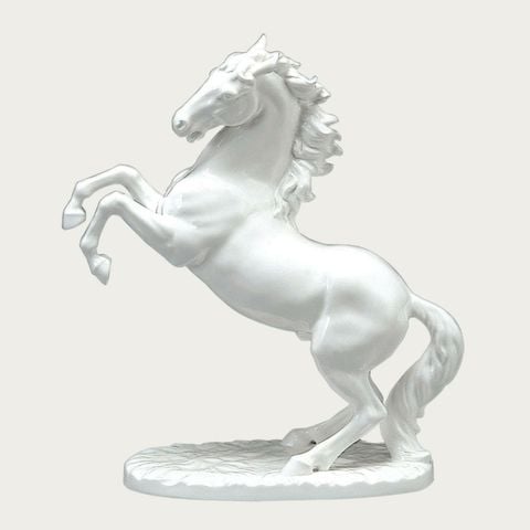  Tượng sứ Nhất Mã Phi Thiên (Bạch Mã) cao 26cm sứ xương Nhật Bản | Figurine Prancing Horse B900 - T54514 