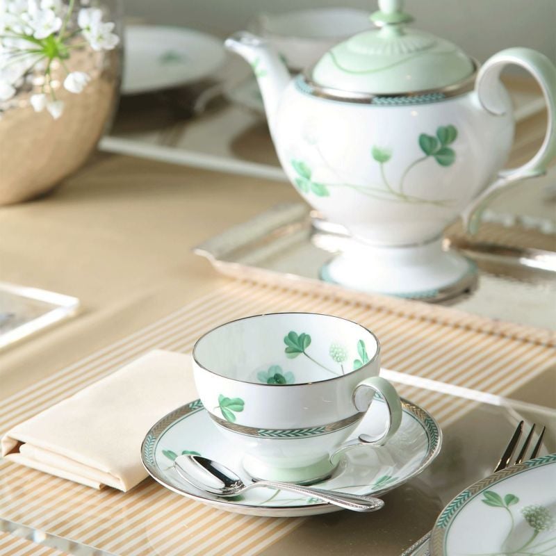  Bộ ấm chén uống trà (Đặc biệt: vẽ tay) 15 món cỏ ba lá sứ xương Nhật Bản cao cấp | White Clover T790 - T17 