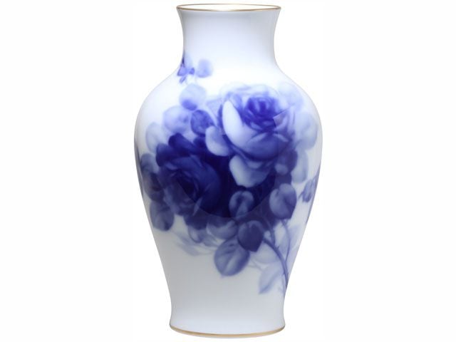  Bình hoa Okura "Hoa hồng xanh" cao 36cm, màu trắng | Okura Blue Rose 8011 - 12A 