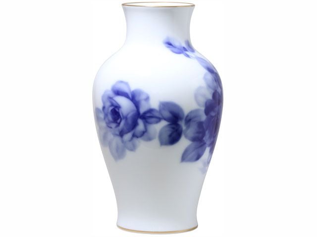  Bình hoa Okura "Hoa hồng xanh" cao 36cm, màu trắng | Okura Blue Rose 8011 - 12A 